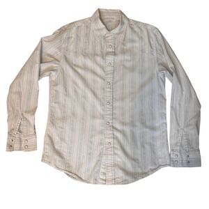 Blue & White Stripe Men's Western Shirt | Gap | Medium‎ | Vintage #0261
